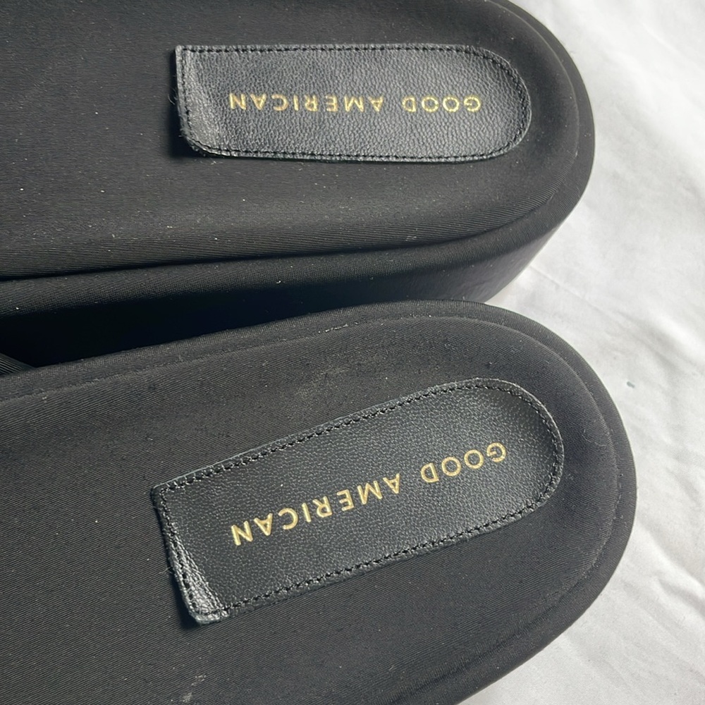 Sz 12 Good American Black and Gold Chain Slide Sandals - Picture 16 of 16